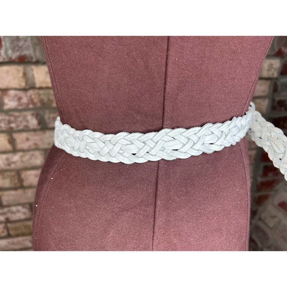 split leather belt white 1980s - Picture 4 of 9